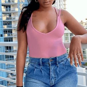 Pink Criss-Cross Bodysuit